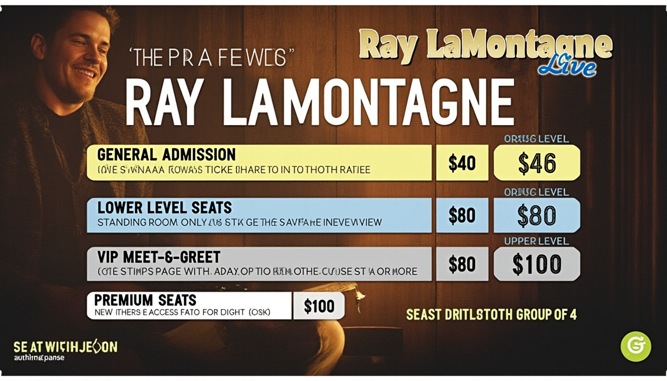 La tournée du 20ème anniversaire de Ray LaMontagne : Que attendre des prix des billets en présale 2 découvrez tout ce que vous devez savoir sur la tournée du 20e anniversaire de ray lamontagne, y compris des informations sur les prix des billets en prévente, l'accès exclusif à la prévente, et ce à quoi les fans peuvent s'attendre de cette célébration spéciale. ne manquez pas la chance de voir cet artiste emblématique en direct !