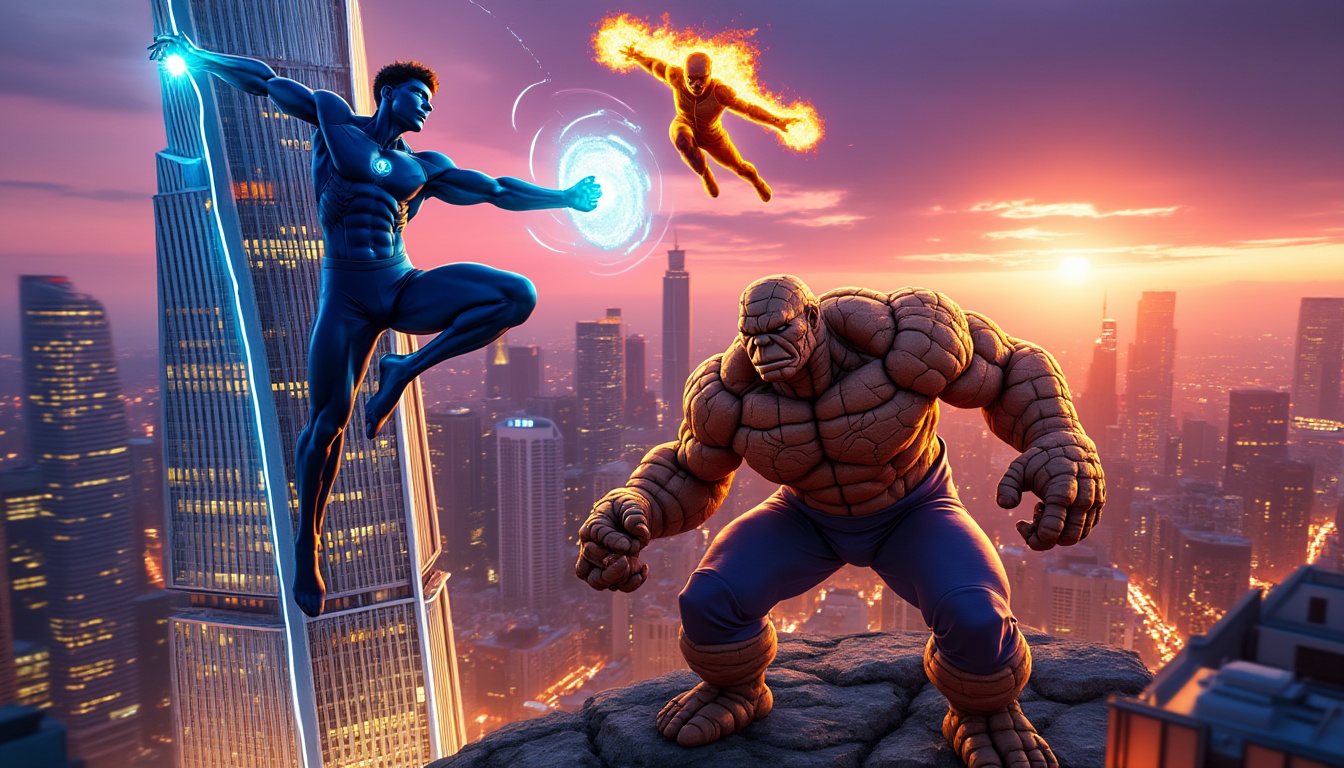 discover the thrilling world of the fantastic four with this captivating puzzle cover featuring the iconic baxter building. witness the heroes' incredible powers as they embark on their initial journey, bringing to life their epic adventures in stunning detail.