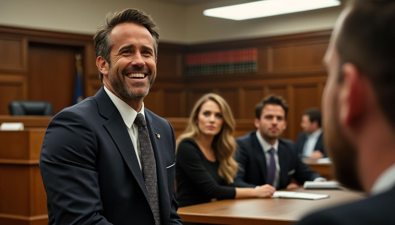 in a light-hearted moment amidst the legal drama involving blake lively and justin baldoni, ryan reynolds takes a comedic turn by cracking a lawyer joke, showcasing his signature humor in the midst of serious discussions.