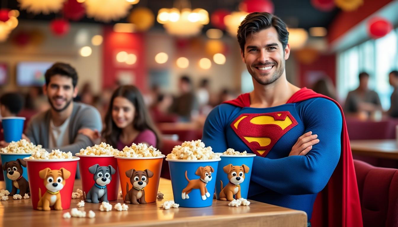 discover the charm of superman's new popcorn buckets featuring krypto from the dc universe. perfect for fans and collectors alike, these adorable buckets bring a touch of heroism to your movie nights!