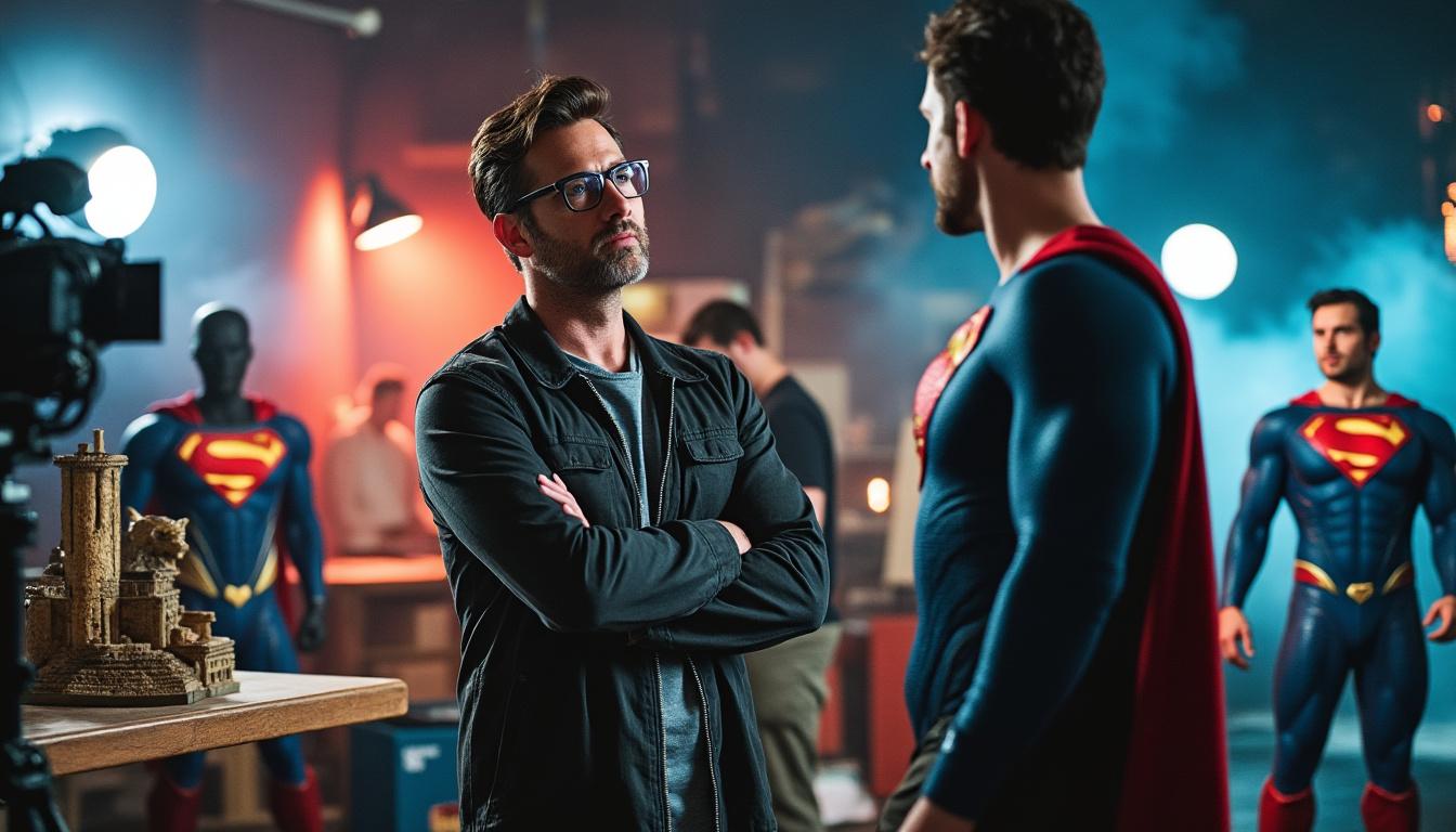 discover the excitement as james gunn unveils an exclusive behind-the-scenes photo that teases special features for the upcoming home release of superman. get ready for a closer look at the making of this iconic film!