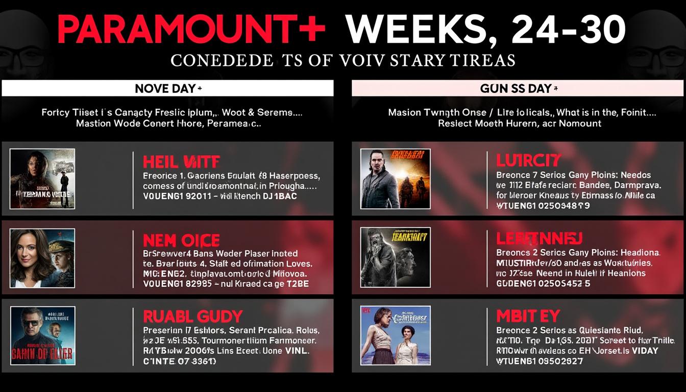 discover paramount+'s lineup from november 24-30, 2025, featuring exciting new tv series and movie premieres you won't want to miss this week.